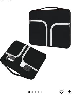 Black Laptop Sleeve with White Zipper Accents